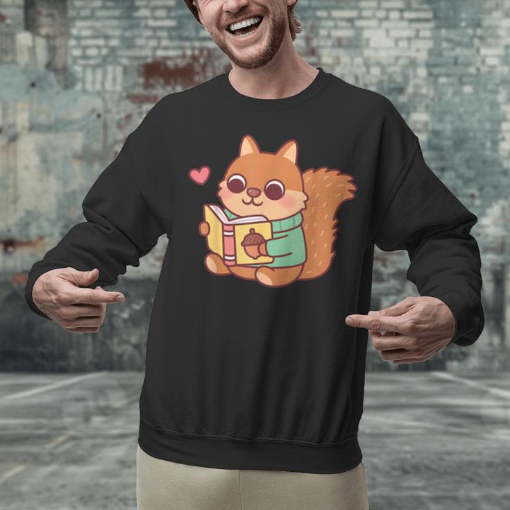 Cute Squirrel Reading A Book Lovers Anime Kawaii Women Kids Unisex Sweatshirt