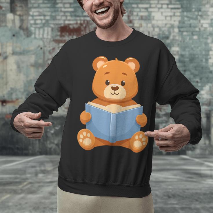 Cute Teddy Bear Reading Book Adorable For Readers Unisex Sweatshirt