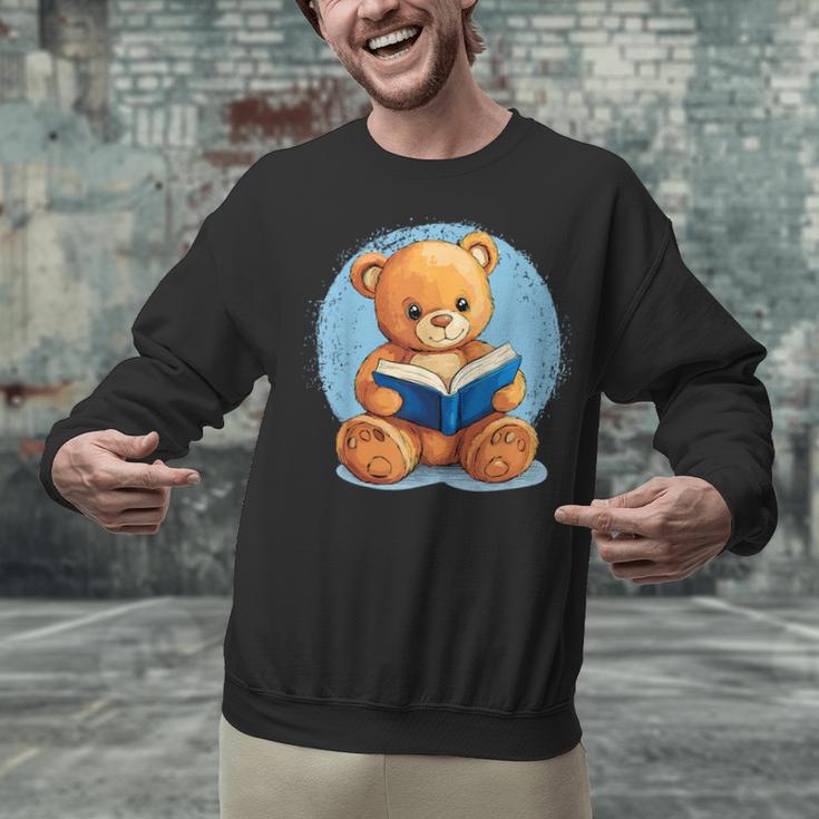 Cute Teddy Bear Reading Book Fun Unisex Sweatshirt Cute Teddy Bear Reading Book Fun Unisex Sweatshirt