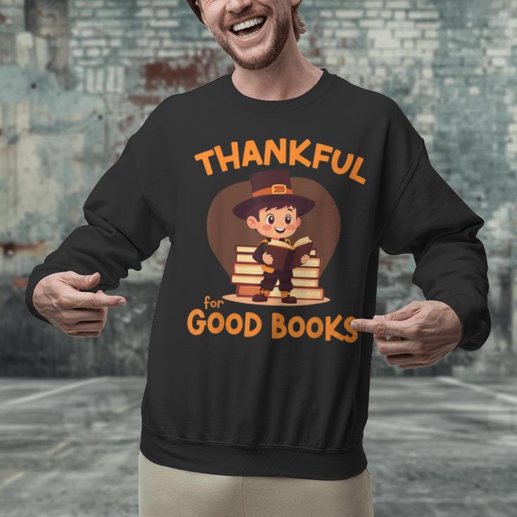 Cute Thanksgiving Teacher Librarian Thankful Reading Books Unisex Sweatshirt