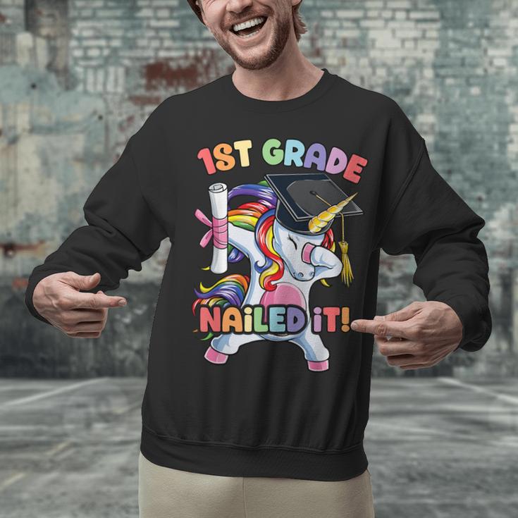 Dabbing 1st Grade Unicorn Graduation Class Of 2021 Nailed It Unisex Sweatshirt