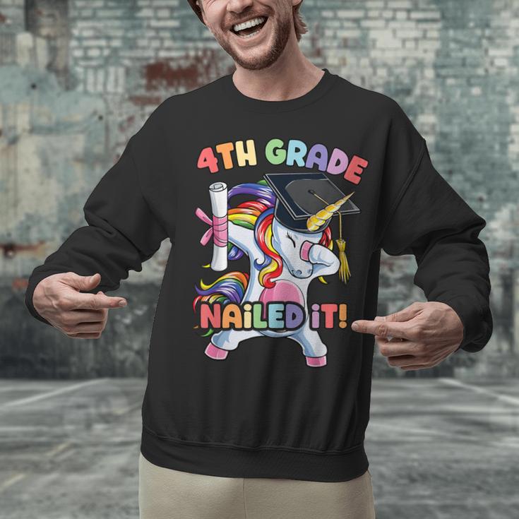Dabbing 4th Grade Unicorn Graduation Class Of 2021 Nailed It Unisex Sweatshirt