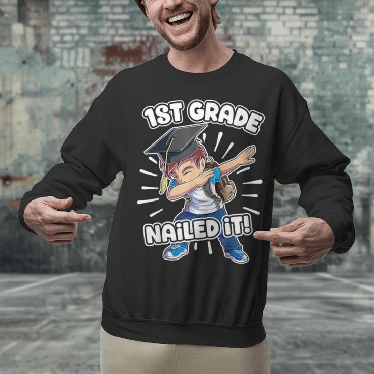 Dabbing Graduation Boy 1st Grade Class Of 2021 Nailed It Unisex Sweatshirt