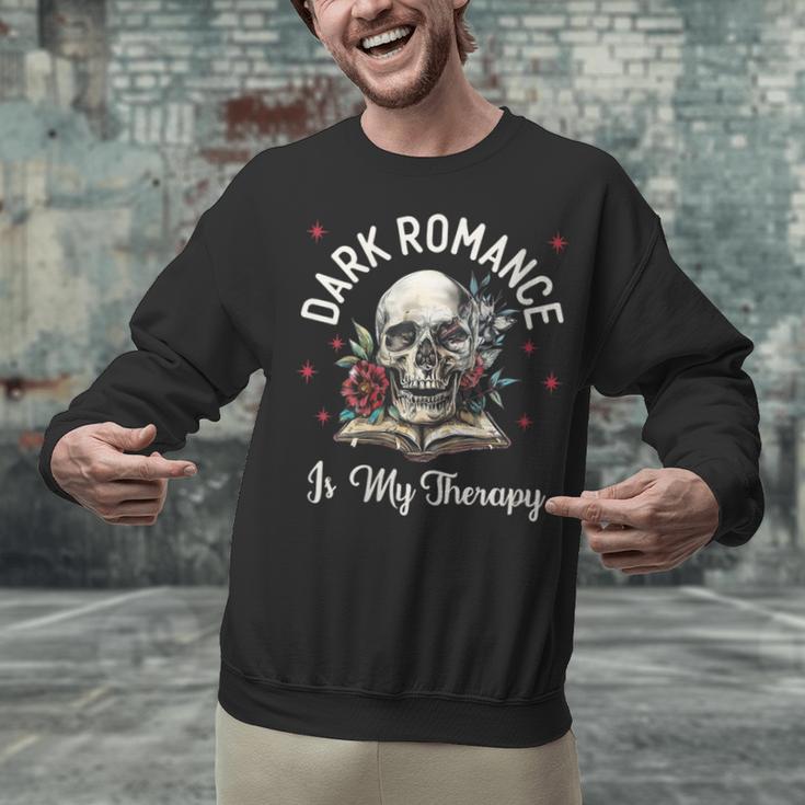 Dark Romance Is My Therapy Book Lover Merch Trigger Warning Unisex Sweatshirt