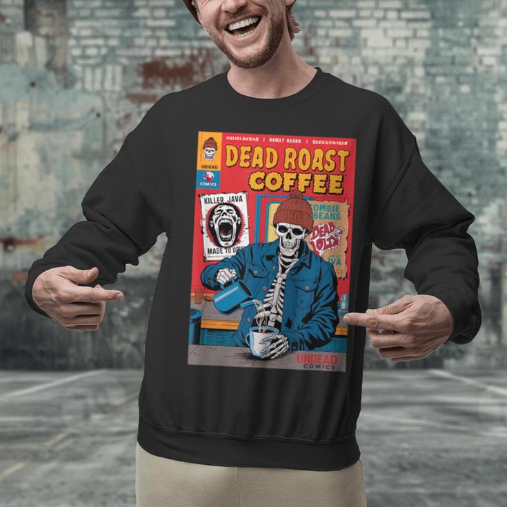Dead Roast Coffee Comic Book Cover Style Skeleton Barista Unisex Sweatshirt