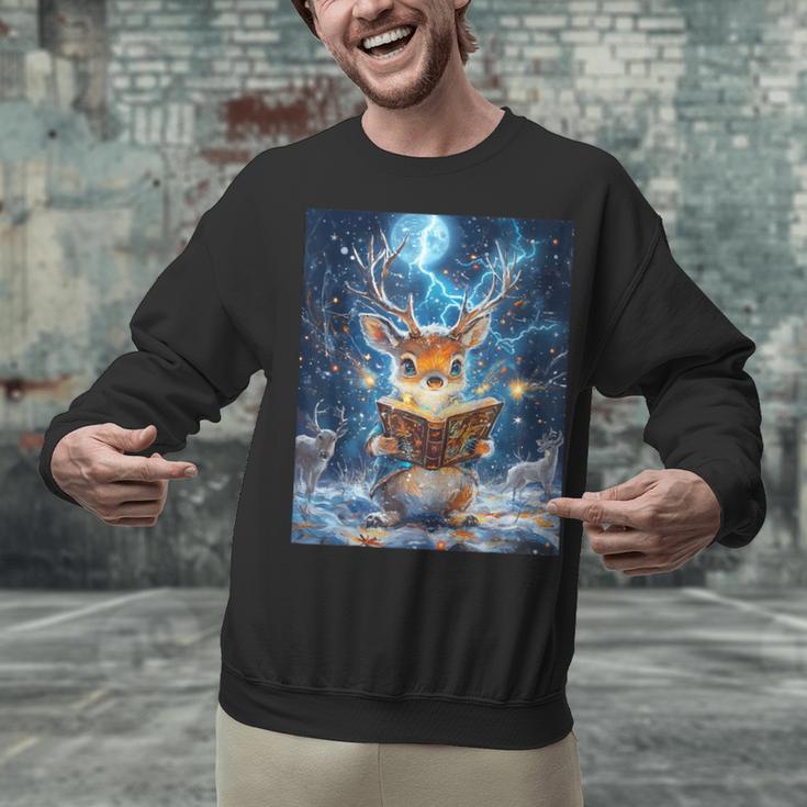 Deer Reads Book Women Girls Reindeer Unisex Sweatshirt