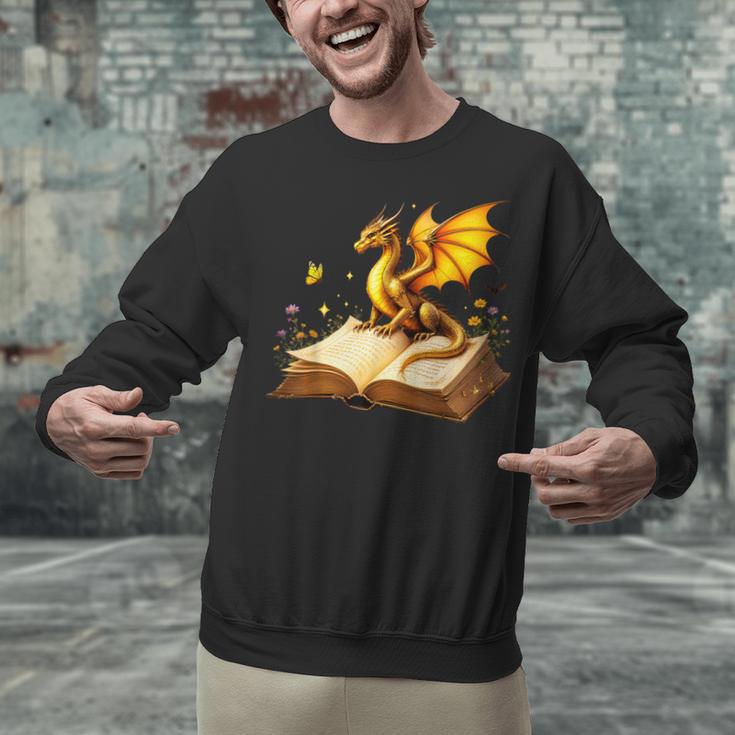 Dragon Fantasy Book Lover Bookish Reader Bookworm Wildflower Unisex Sweatshirt