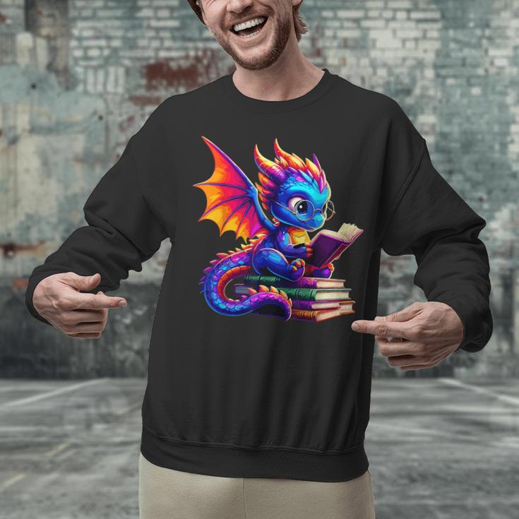Dragon Reading a Book Bookworm Book Lover Unisex Sweatshirt Dragon Reading a Book Bookworm Book Lover Unisex Sweatshirt