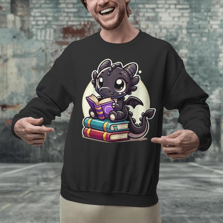 Dragon Reading A Book Cute Bookworm Book Lover Unisex Sweatshirt