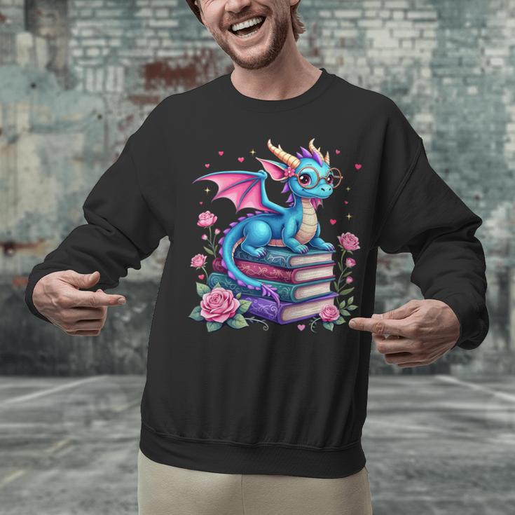 Dragons And Books Dragon Reading Book Lover Girl Bookworm Unisex Sweatshirt