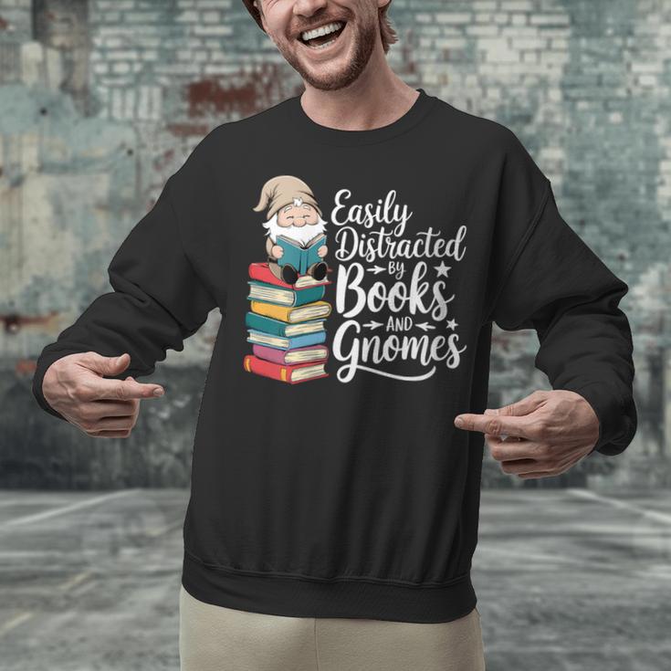 Easily Distracted By Books And Gnomes Unisex Sweatshirt