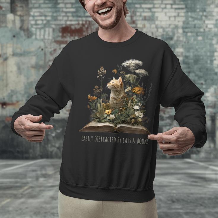 Easily Distracted By Cats And Books Unisex Sweatshirt