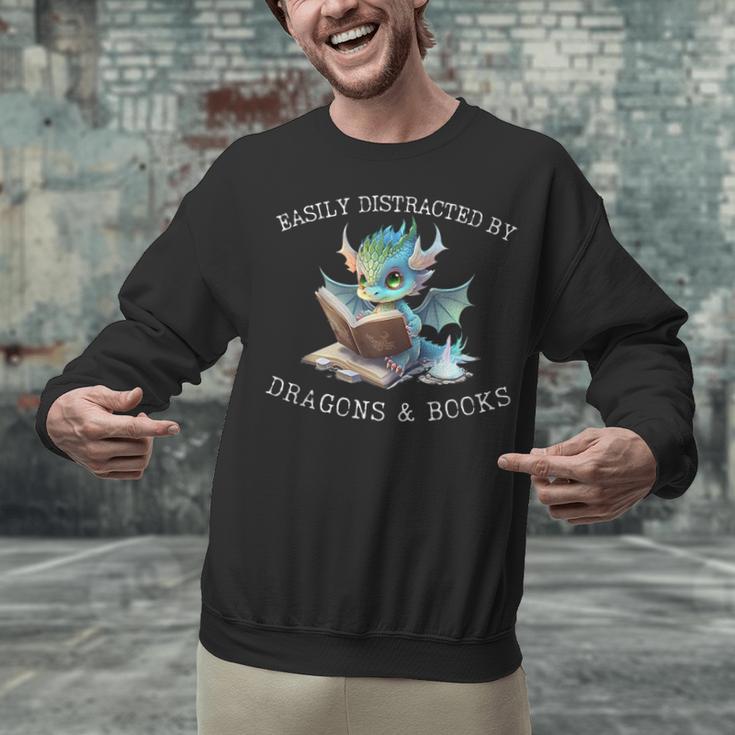 Easily Distracted By Dragons And Books Introvert Shirt Unisex Sweatshirt Easily Distracted By Dragons And Books Introvert Shirt Unisex Sweatshirt