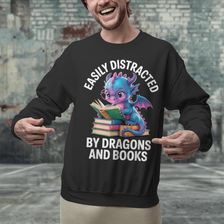 Easily Distracted By Dragons And Books Unisex Sweatshirt
