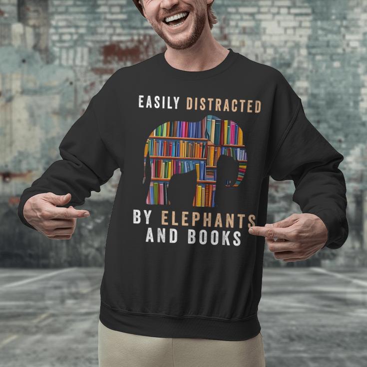 Easily Distracted By Elephants And Books Elephant Unisex Sweatshirt