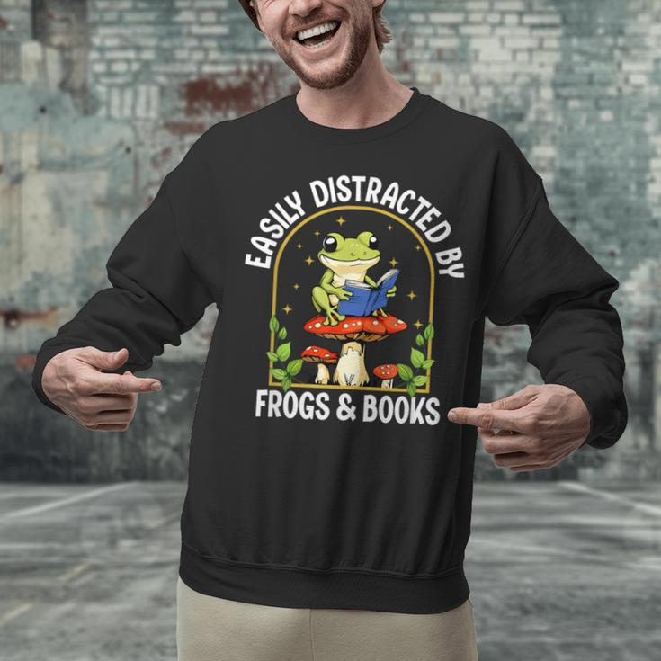 Easily Distracted By Frogs And Books Unisex Sweatshirt
