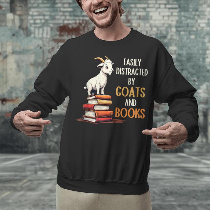 Easily Distracted By Goats And Books Goats And Book Reading Unisex Sweatshirt