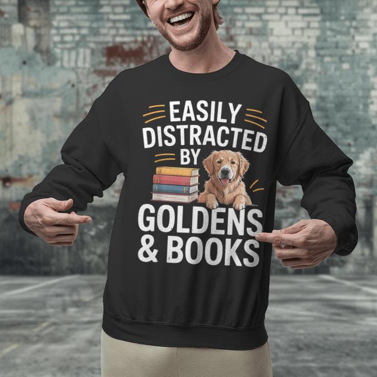 Easily Distracted By Goldens & Books Golden Retriever Dog Unisex Sweatshirt Easily Distracted By Goldens & Books Golden Retriever Dog Unisex Sweatshirt