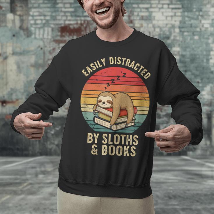 Easily Distracted By Sloths And Books Unisex Sweatshirt