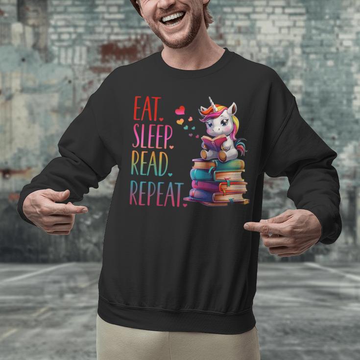 Eat Sleep Read Repeat Unicorn Read Book Reading Lovers Kids Unisex Sweatshirt