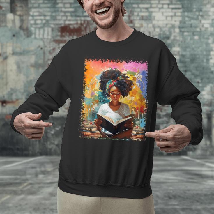 Educated Afro Girl Reading Book Lover History Month Unisex Sweatshirt