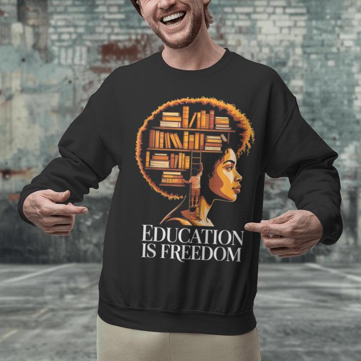 Education Is Freedom Afro Woman Book Illustration Unisex Sweatshirt