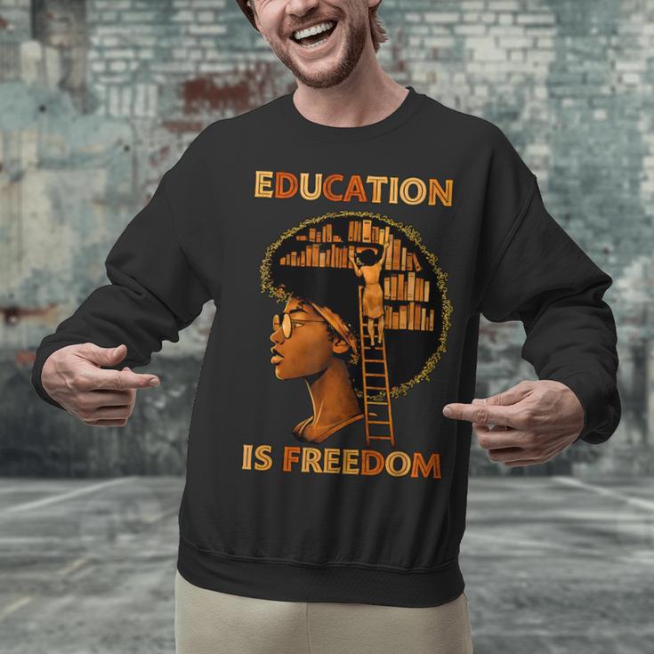 Education Is Freedom Teacher Book Black History Month Unisex Sweatshirt
