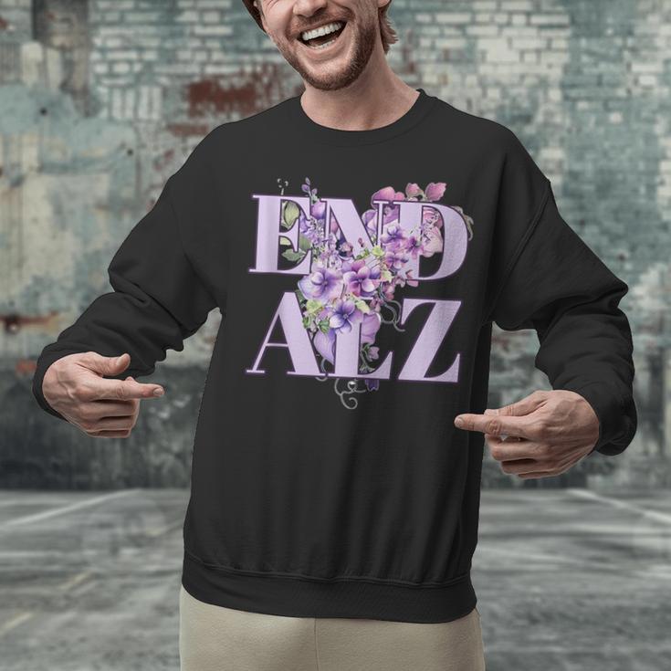 End ALZ Floral Dementia Memory Loss Alzheimer Awareness Unisex Sweatshirt