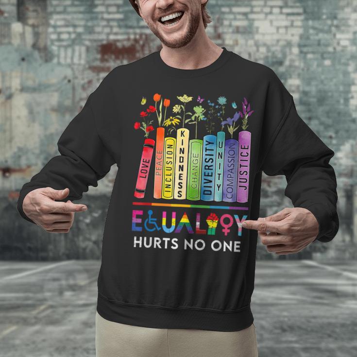 Equality Hurts No One Book Flower Rainbow Pride Month LGBTQ Unisex Sweatshirt