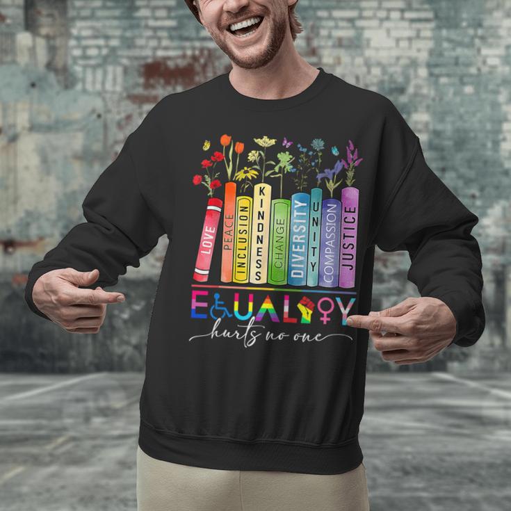 Equality Hurts No One Floral Books LGBTQ Gay Les Pride Month Unisex Sweatshirt