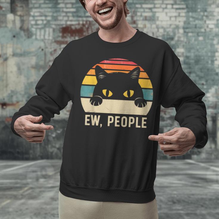 Ew People Retro Cat Vintage Anti-Social Introvert Unisex Sweatshirt