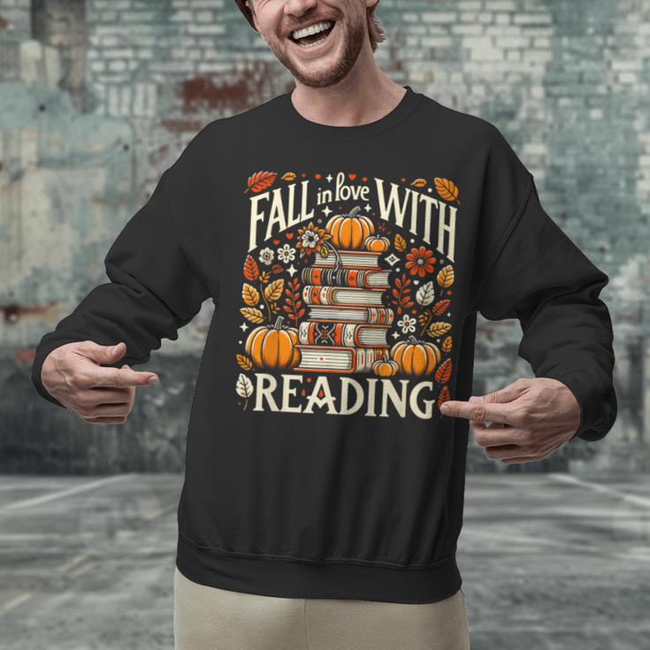 Fall In Love With Reading Book Autumn Pumpkins And Teachers Unisex Sweatshirt