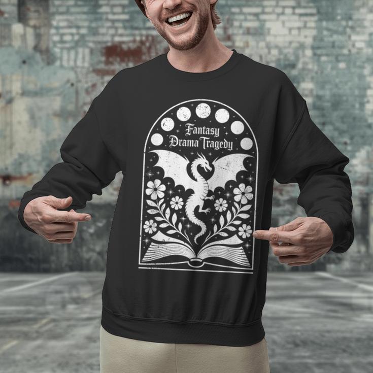 Fantasy Drama Tragedy Dragon Book Magic Gothic Moon Phases Unisex Sweatshirt Fantasy Drama Tragedy Dragon Book Magic Gothic Moon Phases Unisex Sweatshirt
