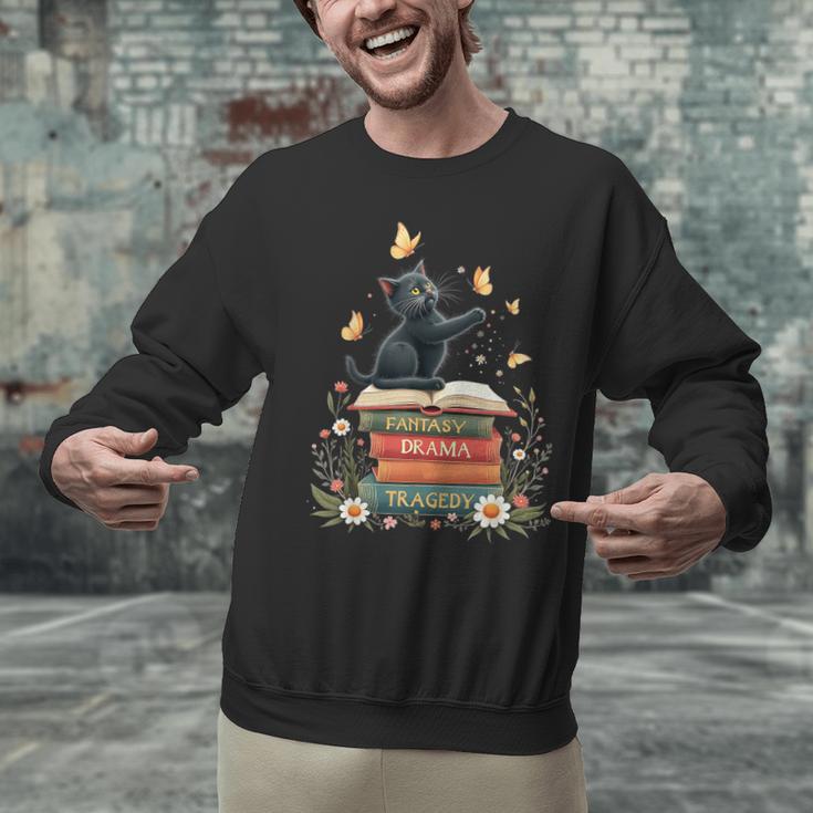 Fantasy Drama Tragedy Reading Lover Book Cat Humor Unisex Sweatshirt Fantasy Drama Tragedy Reading Lover Book Cat Humor Unisex Sweatshirt