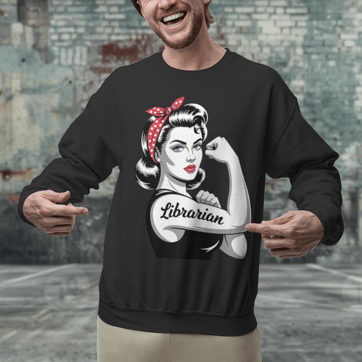 Female Librarian Rosie Riveter Book Guardian Woman Unisex Sweatshirt