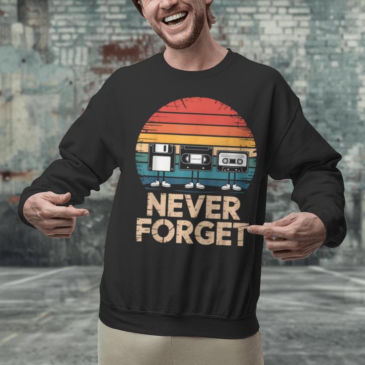 Floppy VHS Cassette Never Forget Retro 80s 90s Nostalgia Unisex Sweatshirt