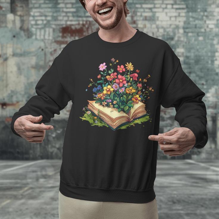 Floral Book Bloom Wildflowers Literature Nature Fantasy Unisex Sweatshirt