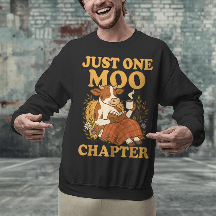 Floral Cow Reading Pun Just One More Chapter Cozy Book Lover Unisex Sweatshirt