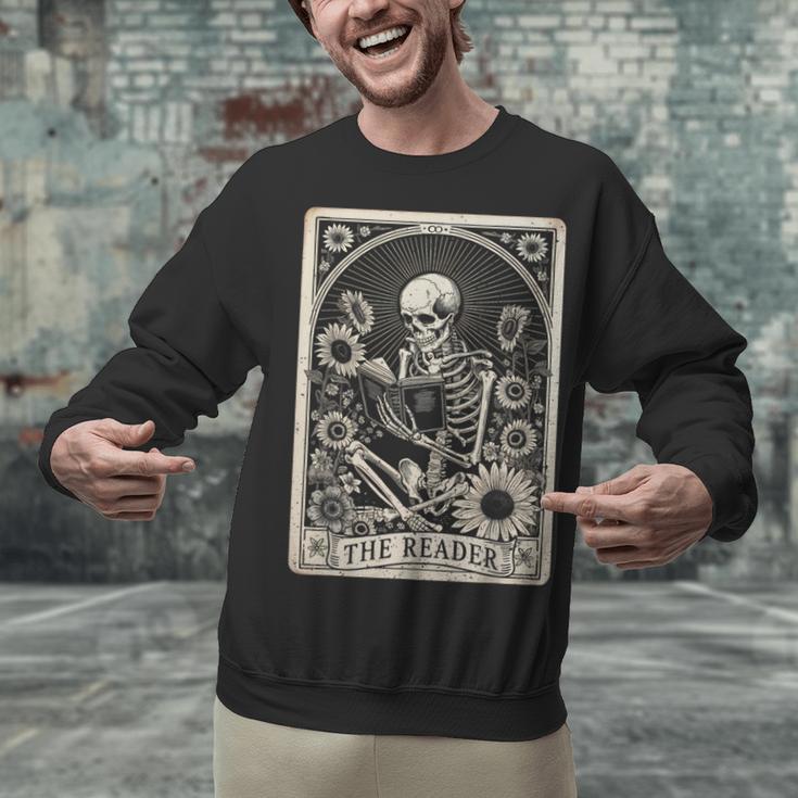 Floral The Reader Tarot Card Skeleton Reading Book Unisex Sweatshirt