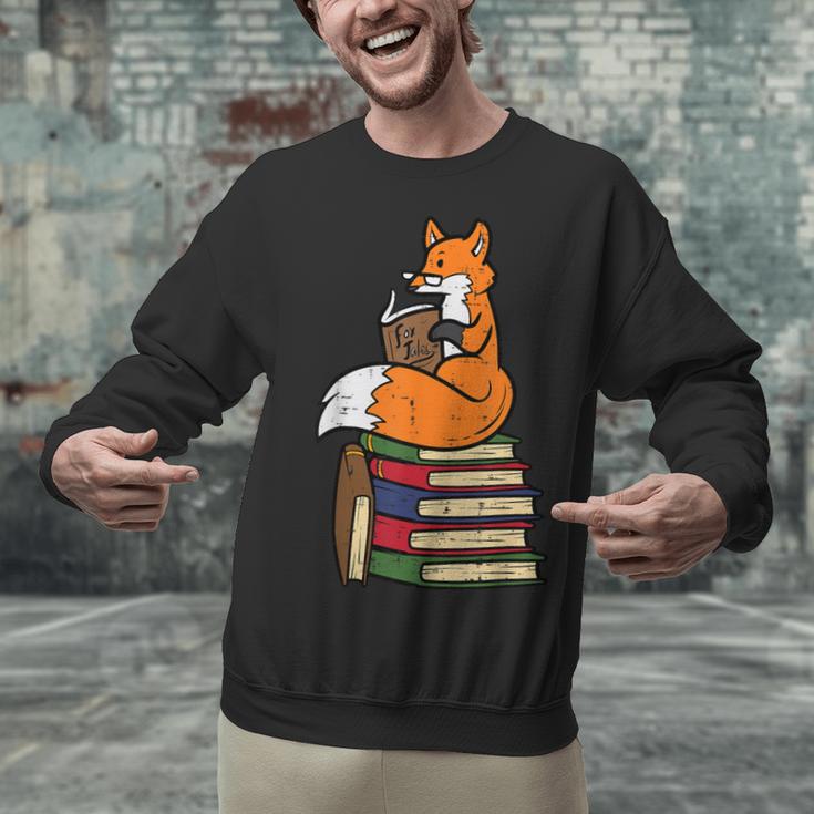 Fox Books Read Reading Librarian America Men Women Kids Unisex Sweatshirt