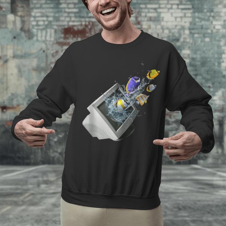 Frutiger Aero Aesthetic Tech Computer Aquarium Fishes Unisex Sweatshirt Frutiger Aero Aesthetic Tech Computer Aquarium Fishes Unisex Sweatshirt