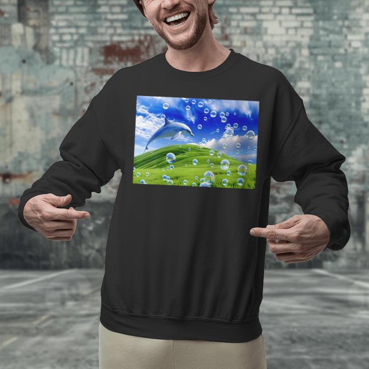 Frutiger Aero Dolphin Meadow Aesthetic Y2k 2000s Ironic Unisex Sweatshirt Frutiger Aero Dolphin Meadow Aesthetic Y2k 2000s Ironic Unisex Sweatshirt