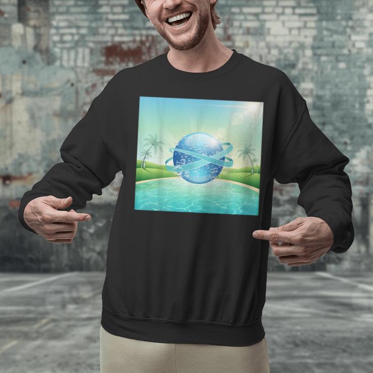 Frutiger Aero Y2k Aesthetic Palm Trees Cyber Beach World Unisex Sweatshirt