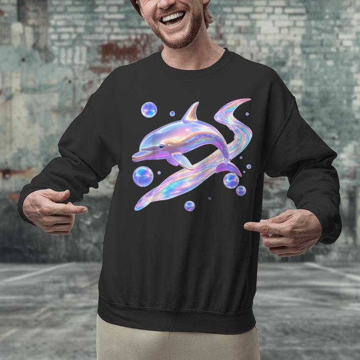 Frutiger Aero Y2K Chrome Dolphin Unisex Sweatshirt Frutiger Aero Y2K Chrome Dolphin Unisex Sweatshirt
