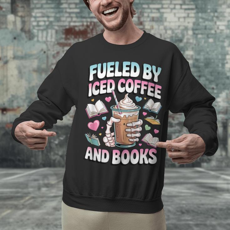 Fueled By Iced Coffee And Books Book Lover Retro Unisex Sweatshirt Fueled By Iced Coffee And Books Book Lover Retro Unisex Sweatshirt