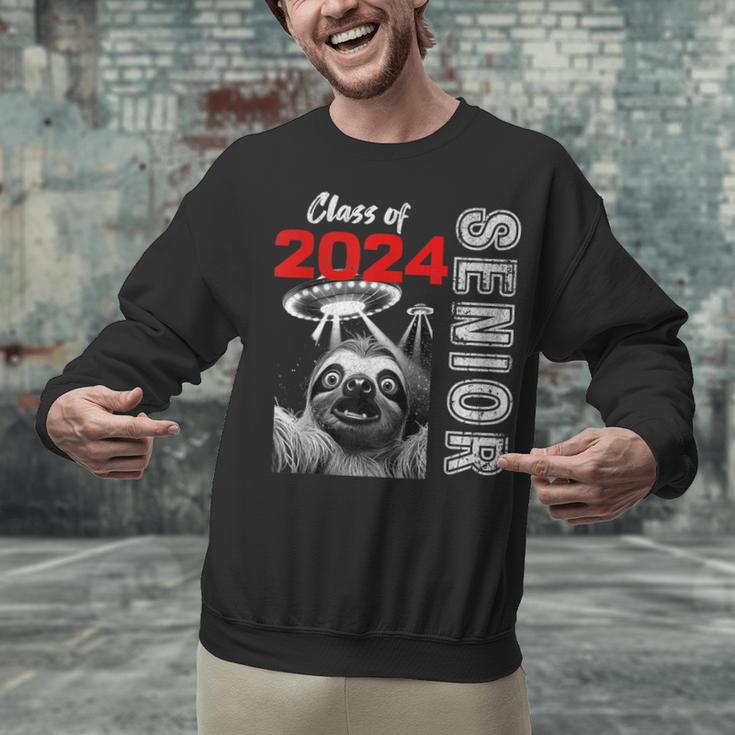 Fun Trendy UFO Sloth Graduation Class Of 2024 Senior Unisex Sweatshirt