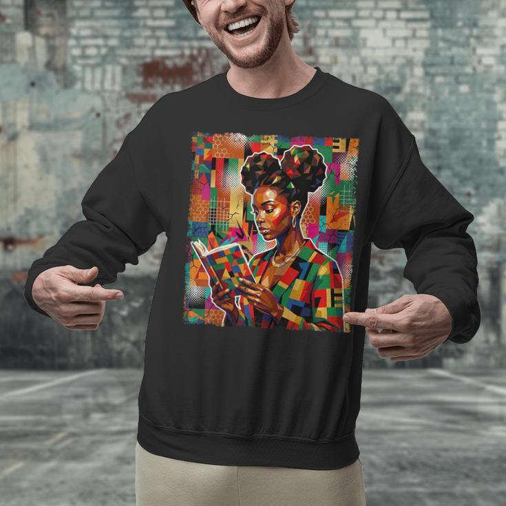 Geometric History Educated Women Reading Book Melanin Unisex Sweatshirt