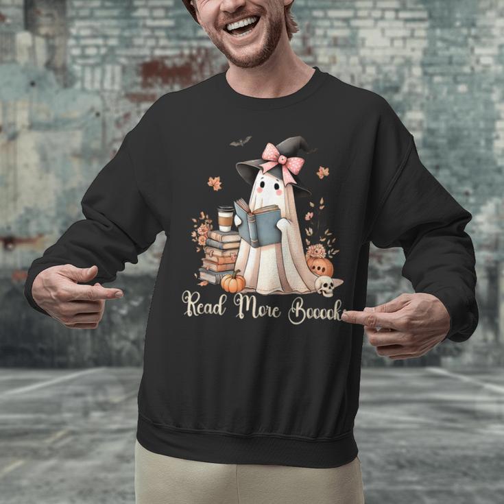 Ghost Reading Book Coquette Bow Halloween Girl Kid Teacher Unisex Sweatshirt