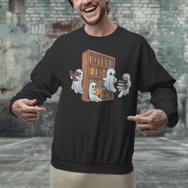 Ghosts Reading Books Teacher Halloween Librarian Book Lover Unisex Sweatshirt