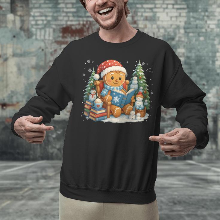 Gingerbread Reading Book Lovers Christmas Bookworm Librarian Unisex Sweatshirt